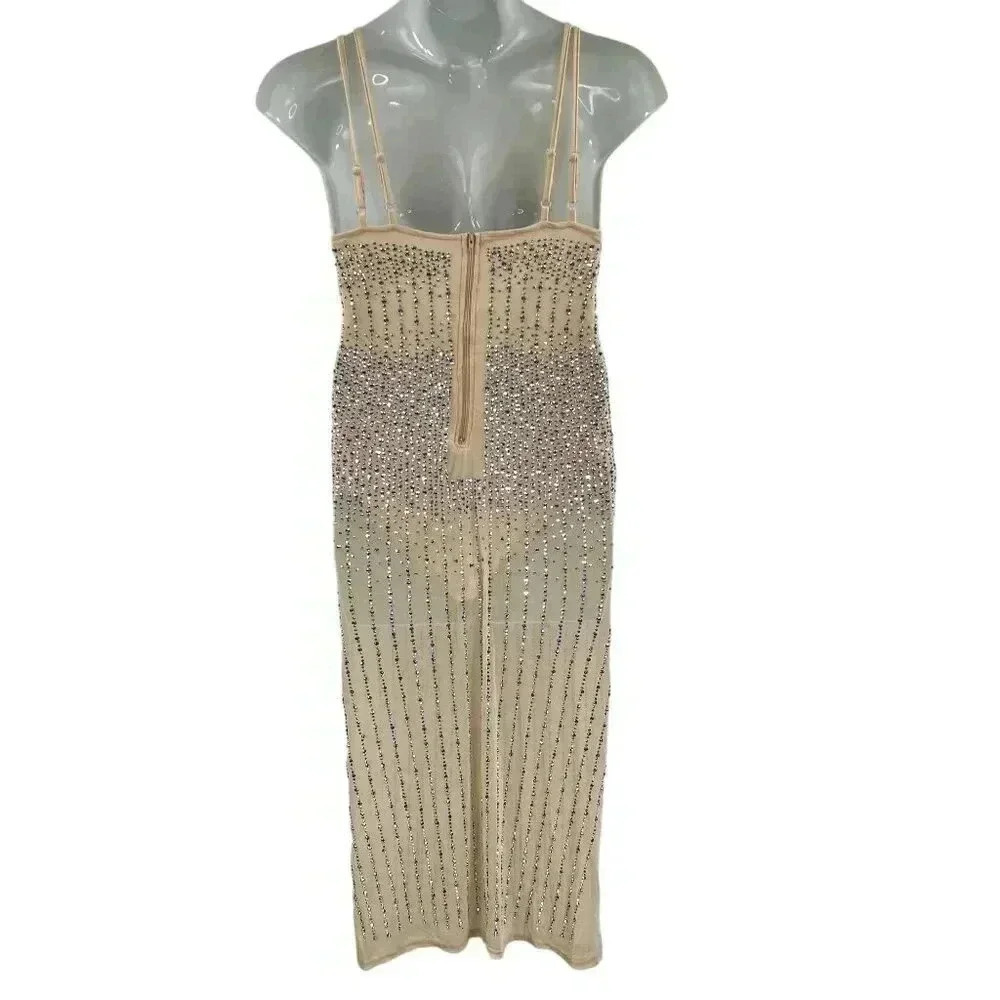 Ausuky Womens 5XL Clubwear Mesh See Through Diamond Bodycon Sling Sequin Dress - Picture 3 of 16